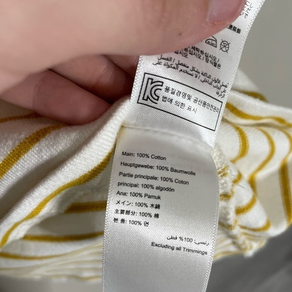 Joules Yellow White Stripe Bee Logo Long Sleeve Top 4 - Picture 6 of 6